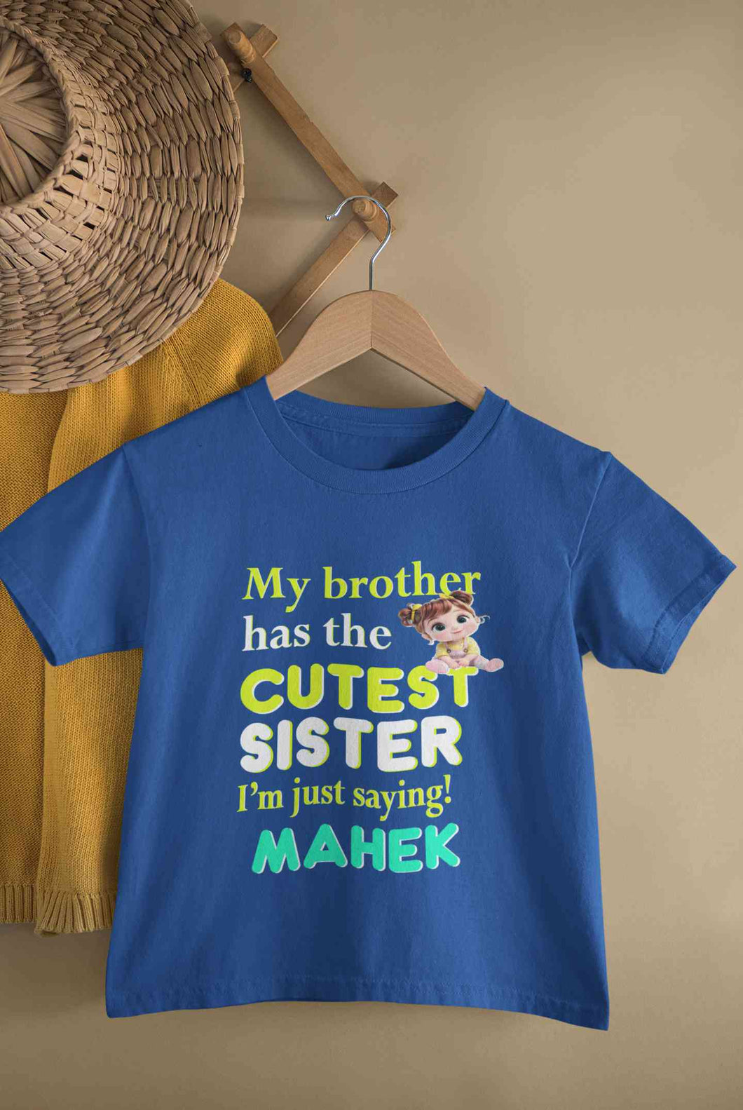 Custom Name My Brother Has Cutest Sister Raksha Bandhan Half Sleeves T-Shirt For Girls -KidsFashionVilla