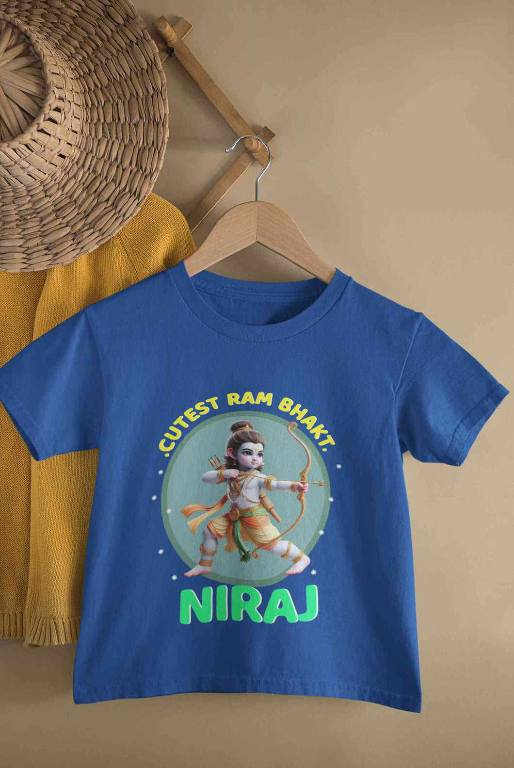 Custom Name Cutest Ram Bhakt Half Sleeves T-Shirt for Boy-KidsFashionVilla