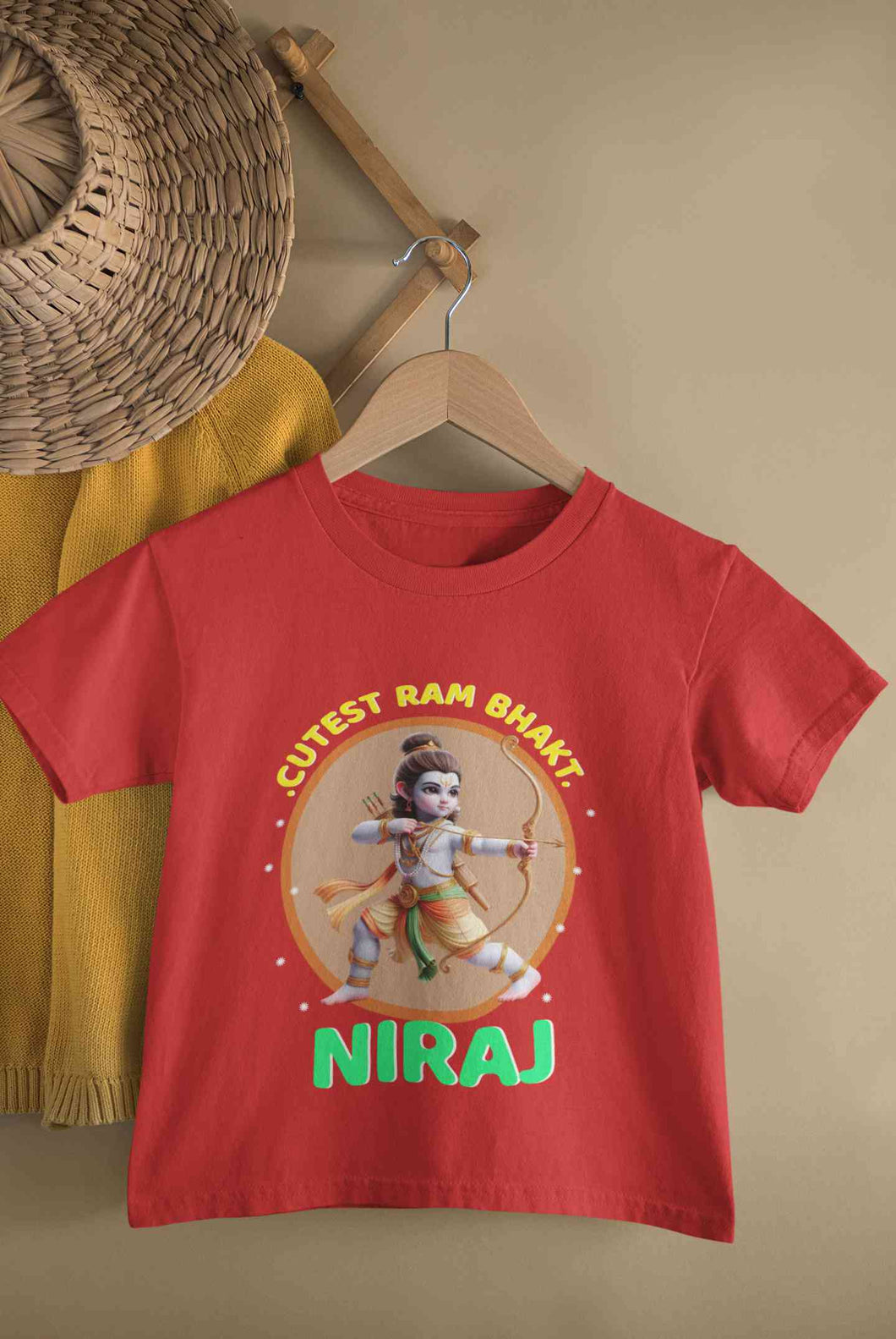 Custom Name Cutest Ram Bhakt Half Sleeves T-Shirt for Boy-KidsFashionVilla