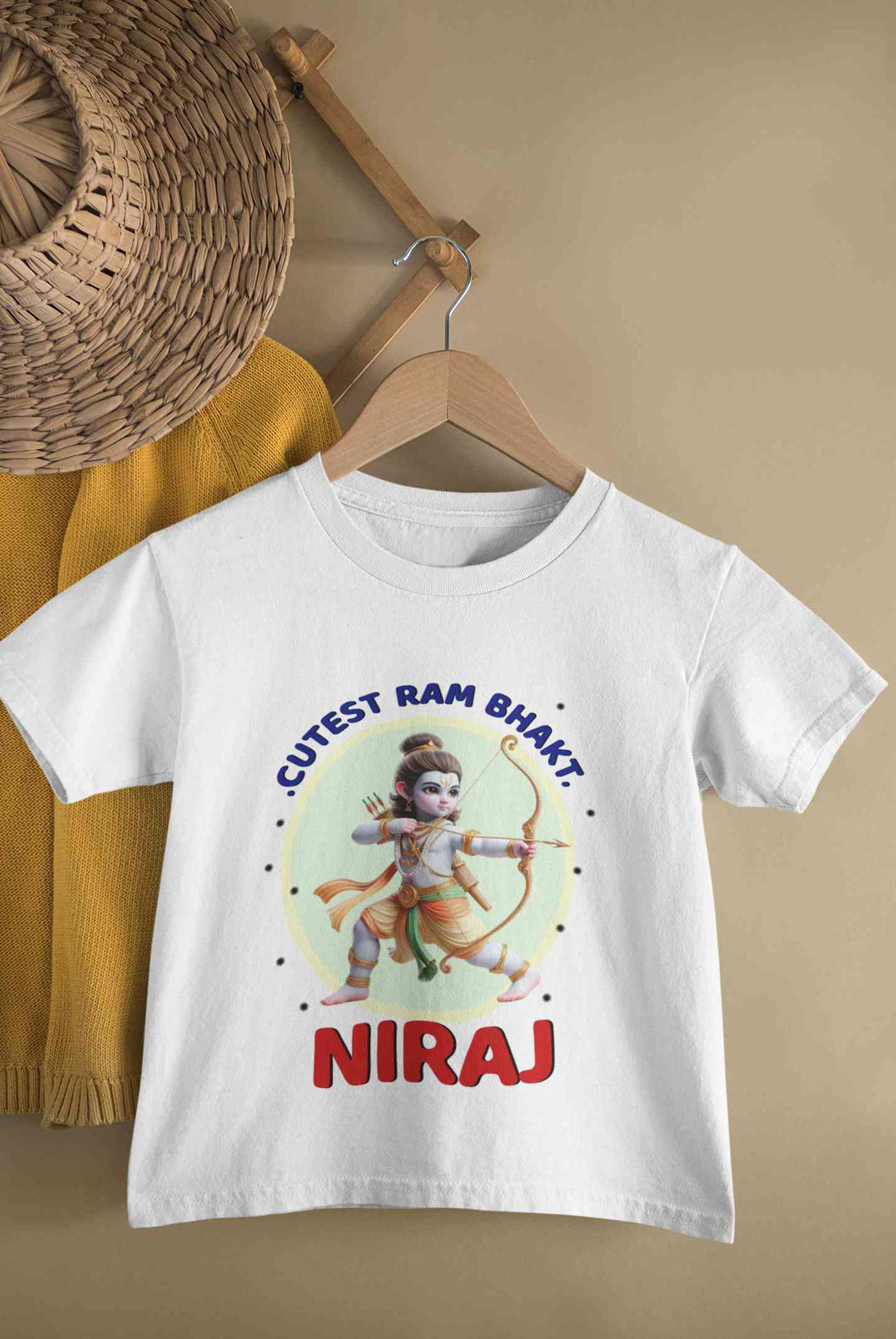 Custom Name Cutest Ram Bhakt Half Sleeves T-Shirt for Boy-KidsFashionVilla