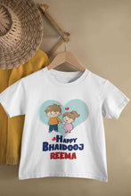 Load image into Gallery viewer, Custom Name Happy Bhai Dooj Half Sleeves T-Shirt For Girls -KidsFashionVilla
