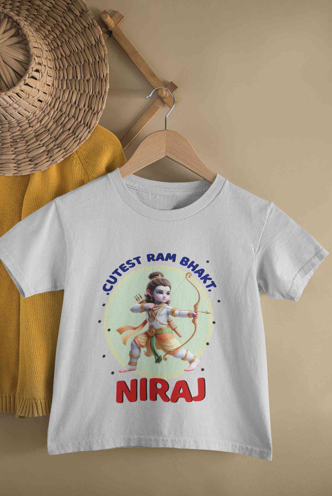 Custom Name Cutest Ram Bhakt Half Sleeves T-Shirt for Boy-KidsFashionVilla