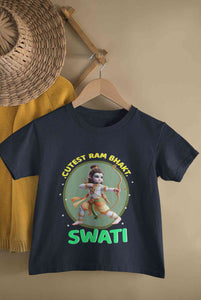 Custom Name Cutest Ram Bhakt Half Sleeves T-Shirt For Girls -KidsFashionVilla