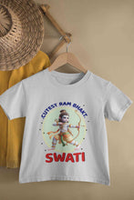 Load image into Gallery viewer, Custom Name Cutest Ram Bhakt Half Sleeves T-Shirt For Girls -KidsFashionVilla
