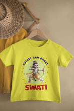 Load image into Gallery viewer, Custom Name Cutest Ram Bhakt Half Sleeves T-Shirt For Girls -KidsFashionVilla

