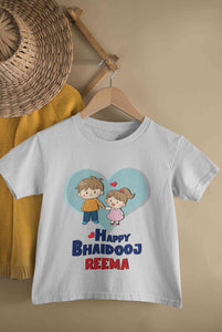 Custom Name Happy Bhai Dooj Half Sleeves T-Shirt For Girls -KidsFashionVilla
