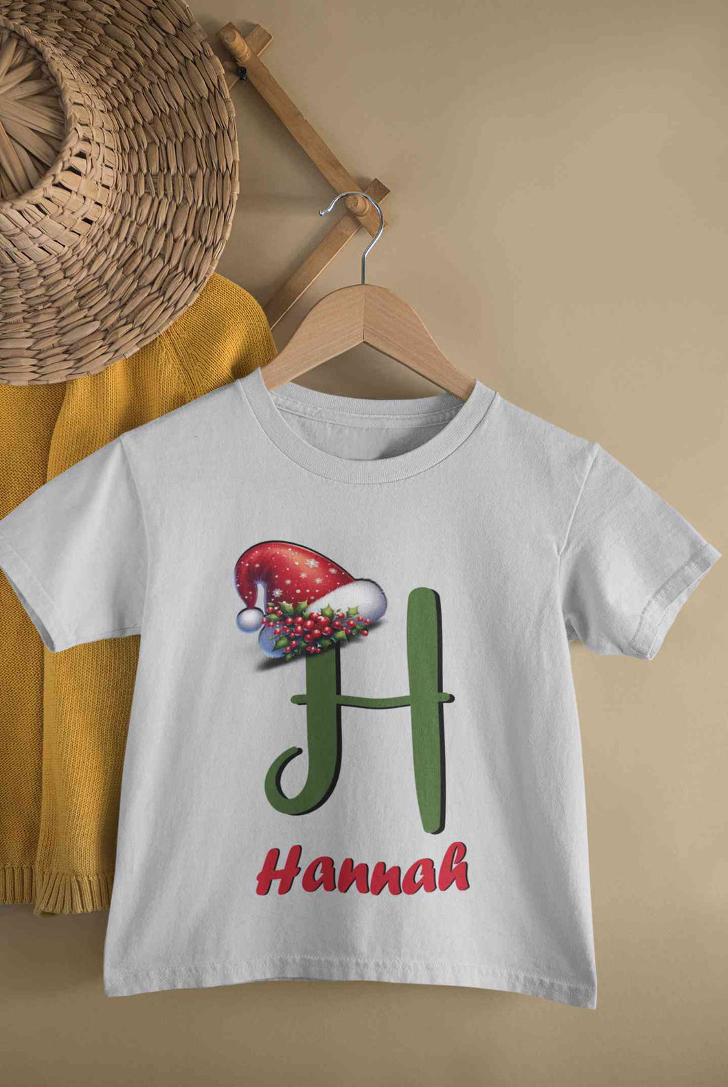 Custom Name Christmas Half Sleeves T-Shirt For Girls -KidsFashionVilla