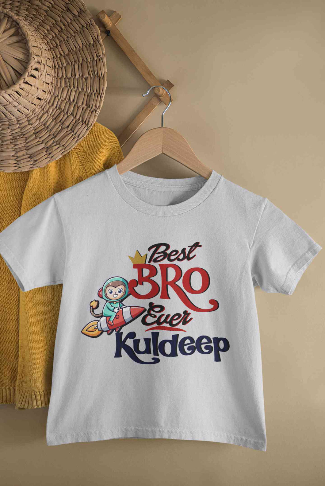 Custom Name Best Bro Ever Raksha Bandhan Half Sleeves T-Shirt for Boy-KidsFashionVilla