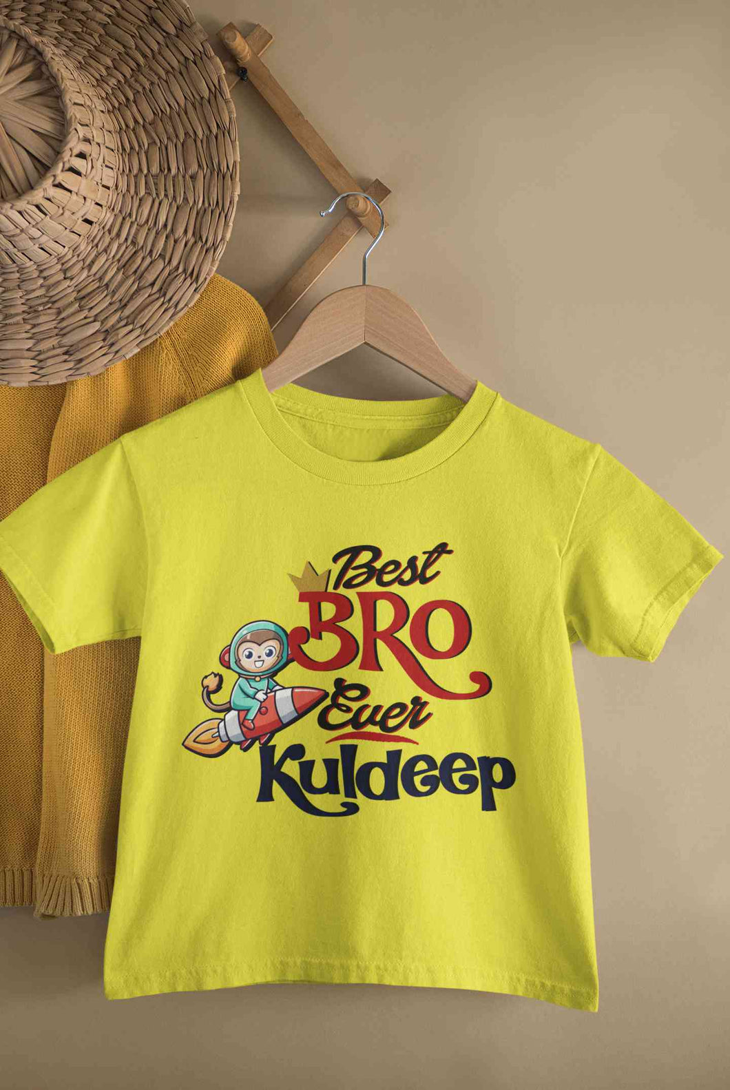 Custom Name Best Bro Ever Raksha Bandhan Half Sleeves T-Shirt for Boy-KidsFashionVilla
