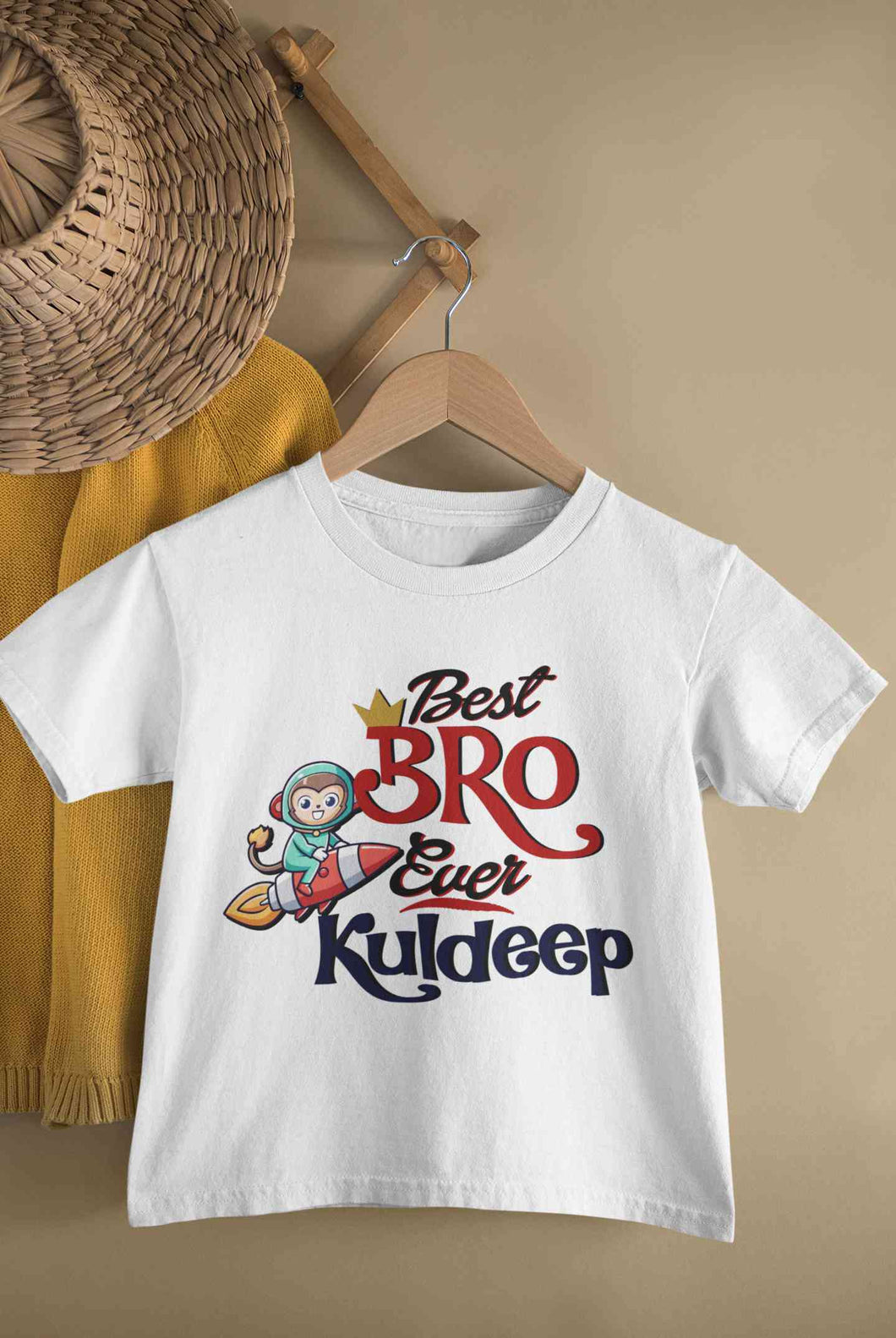 Custom Name Best Bro Ever Raksha Bandhan Half Sleeves T-Shirt for Boy-KidsFashionVilla