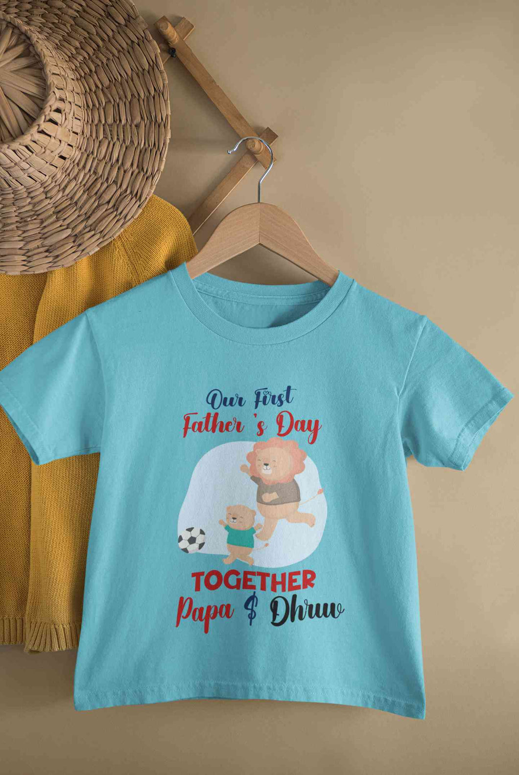 Custom Name Our First Father Day Half Sleeves T-Shirt for Boy-KidsFashionVilla