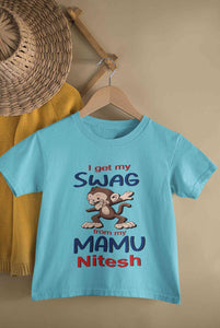 Custom Name Swag From My Mamu Half Sleeves T-Shirt for Boy-KidsFashionVilla