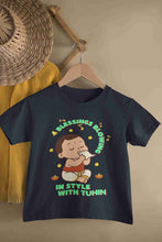 Load image into Gallery viewer, Custom Name Blessing Blowing In Style With Durga Puja Half Sleeves T-Shirt for Boy-KidsFashionVilla
