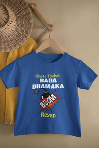 Custom Name Chota Packet Bada Dhamaka Diwali Half Sleeves T-Shirt for Boy-KidsFashionVilla