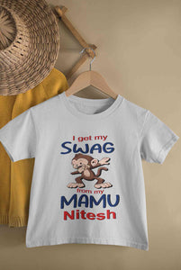 Custom Name Swag From My Mamu Half Sleeves T-Shirt for Boy-KidsFashionVilla