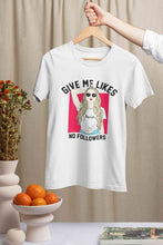 Load image into Gallery viewer, Give Me Likes No Followers Typography Women Half Sleeves T-shirt- KidsFashionVilla
