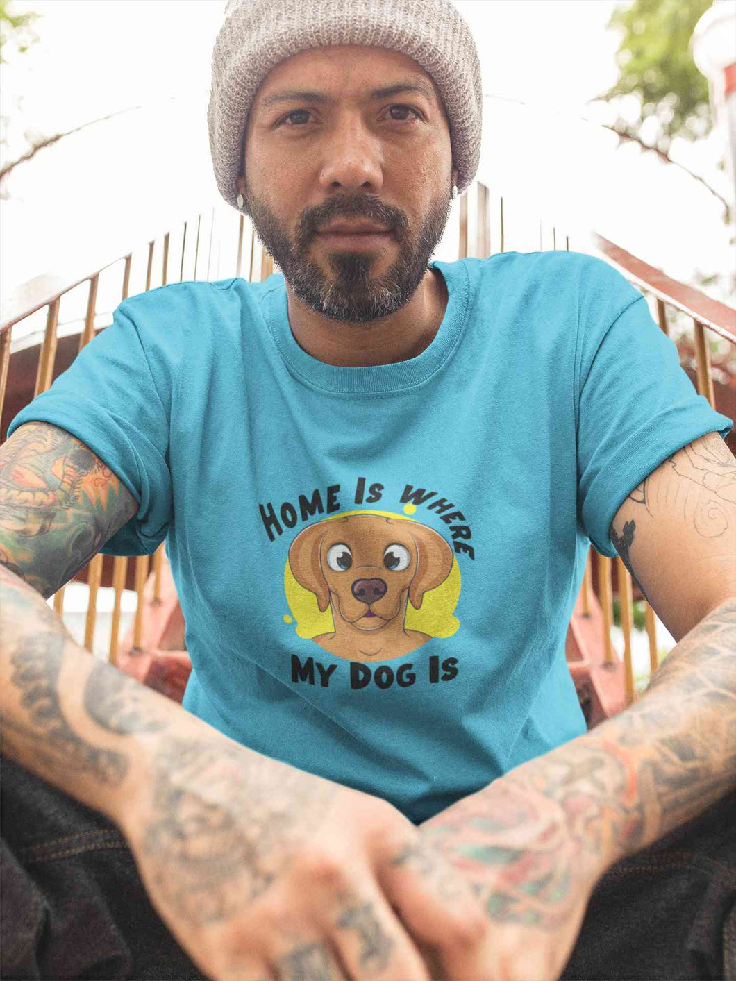 Home Is Where My Dog Is Mens Half Sleeves T-shirt- KidsFashionVilla