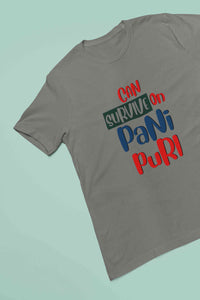 Can Survive On Pani Puri Food Women Half Sleeves T-shirt- KidsFashionVilla