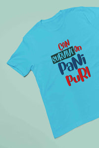 Can Survive On Pani Puri Food Women Half Sleeves T-shirt- KidsFashionVilla