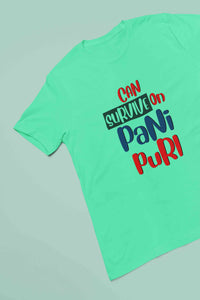 Can Survive On Pani Puri Food Women Half Sleeves T-shirt- KidsFashionVilla