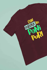 Can Survive On Pani Puri Food Women Half Sleeves T-shirt- KidsFashionVilla