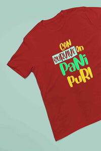 Can Survive On Pani Puri Food Women Half Sleeves T-shirt- KidsFashionVilla