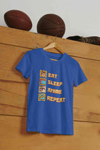 Load image into Gallery viewer, Eat Sleep Anime Repeat Mens Half Sleeves T-shirt- KidsFashionVilla
