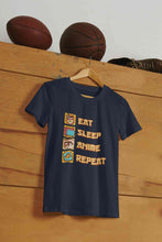 Load image into Gallery viewer, Eat Sleep Anime Repeat Mens Half Sleeves T-shirt- KidsFashionVilla
