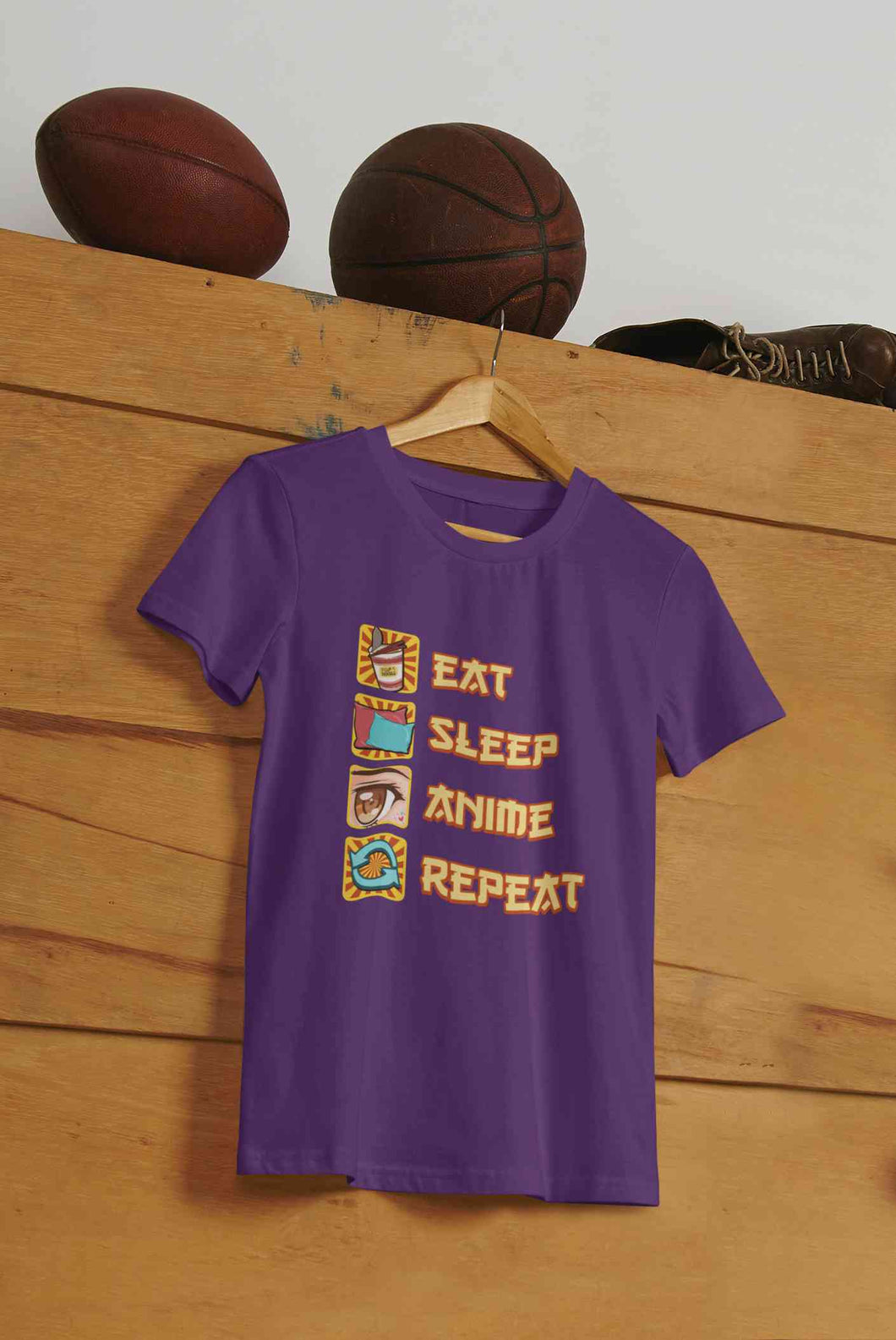 Eat Sleep Anime Repeat Mens Half Sleeves T-shirt- KidsFashionVilla