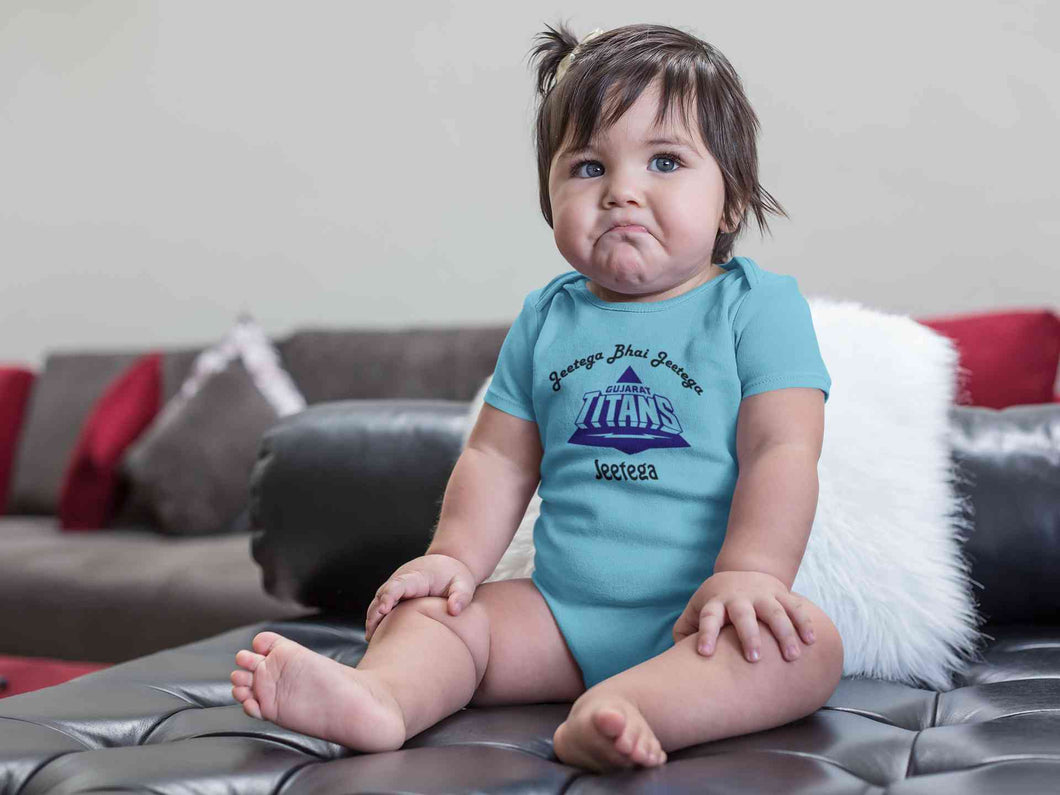 IPL Gujarat Titans Jeetega Bhai Jeetega GT Jeetega Rompers for Baby Girl- KidsFashionVilla