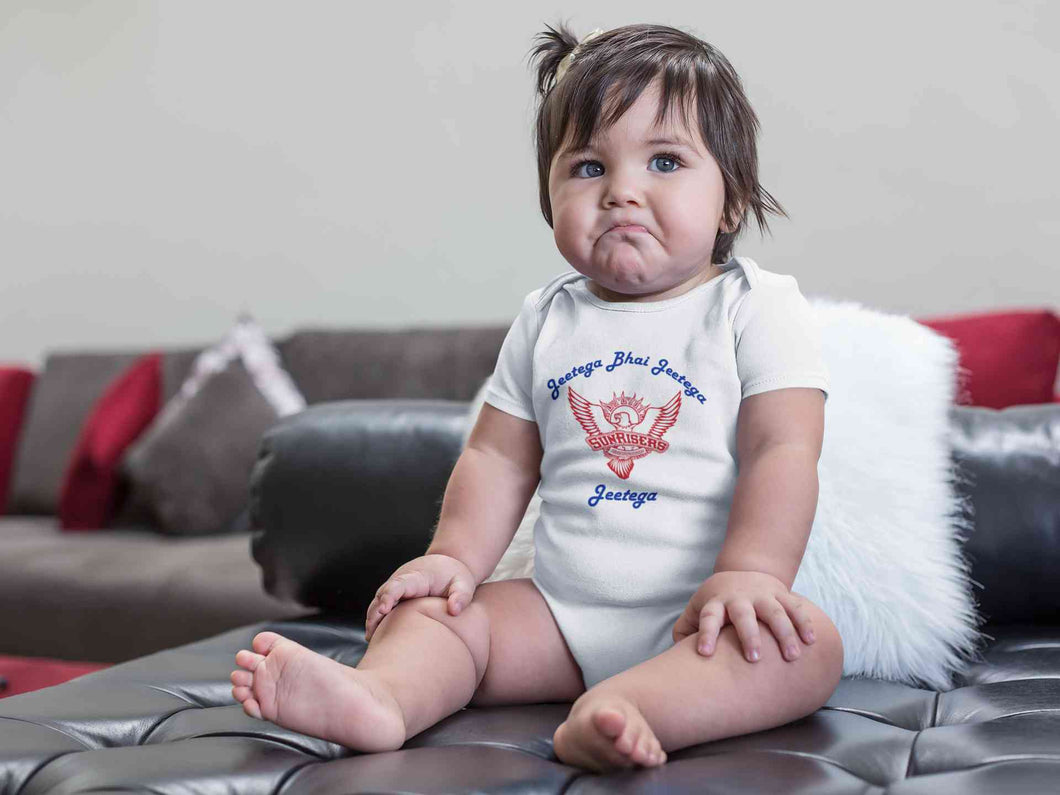 IPL Sunrisers Hyderabad Jeetega Bhai Jeetega SRH Jeetega Rompers for Baby Girl- KidsFashionVilla