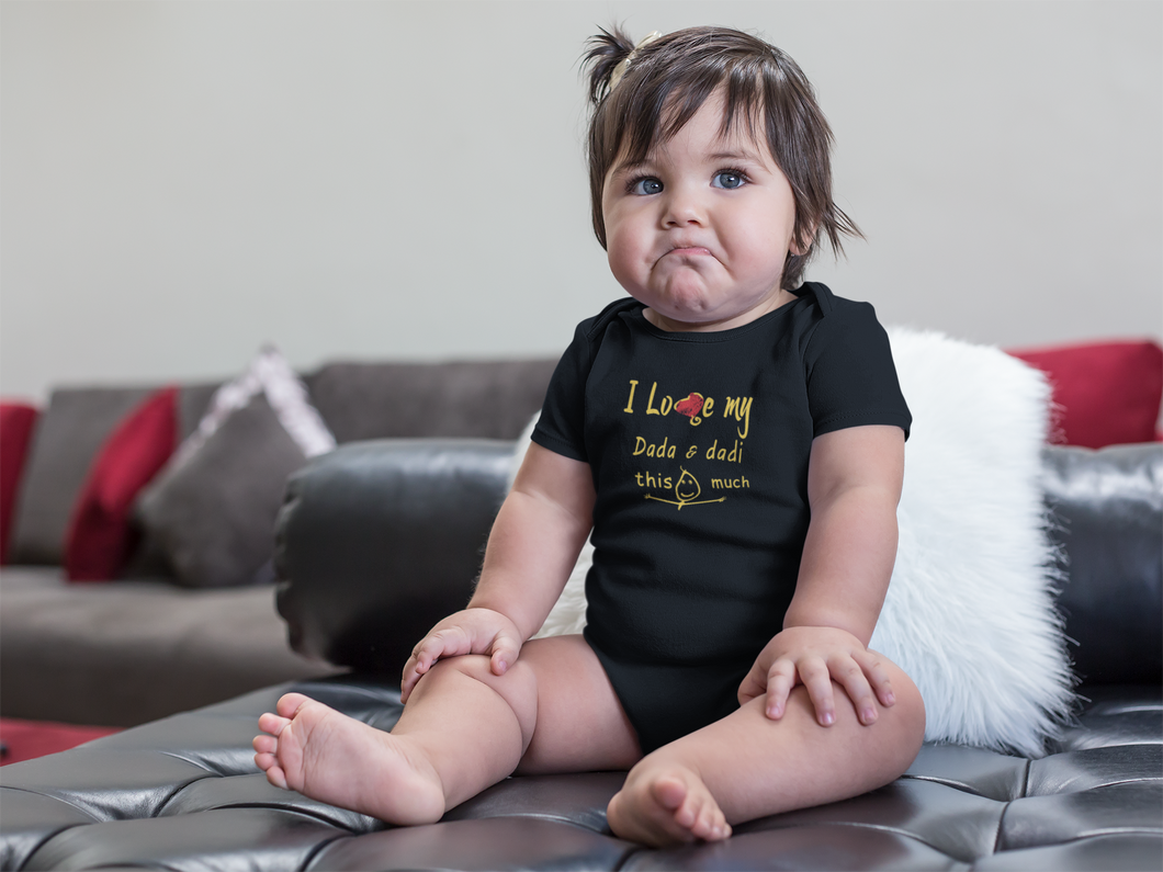 I Love My Dada Dadi Black Rompers for Baby Girl - KidsFashionVilla