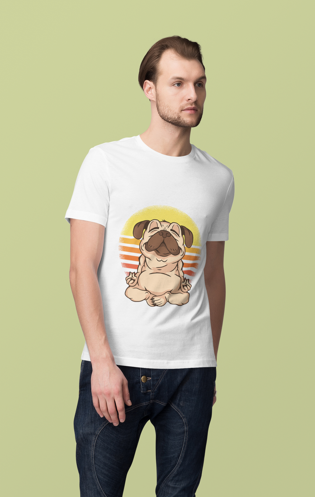Pug Meditation Mens Half Sleeves T-shirt- KidsFashionVilla