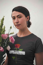 Load image into Gallery viewer, Romance Slogan Rose Printed Women Half Sleeves T-shirt- KidsFashionVilla
