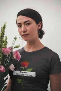 Romance Slogan Rose Printed Women Half Sleeves T-shirt- KidsFashionVilla