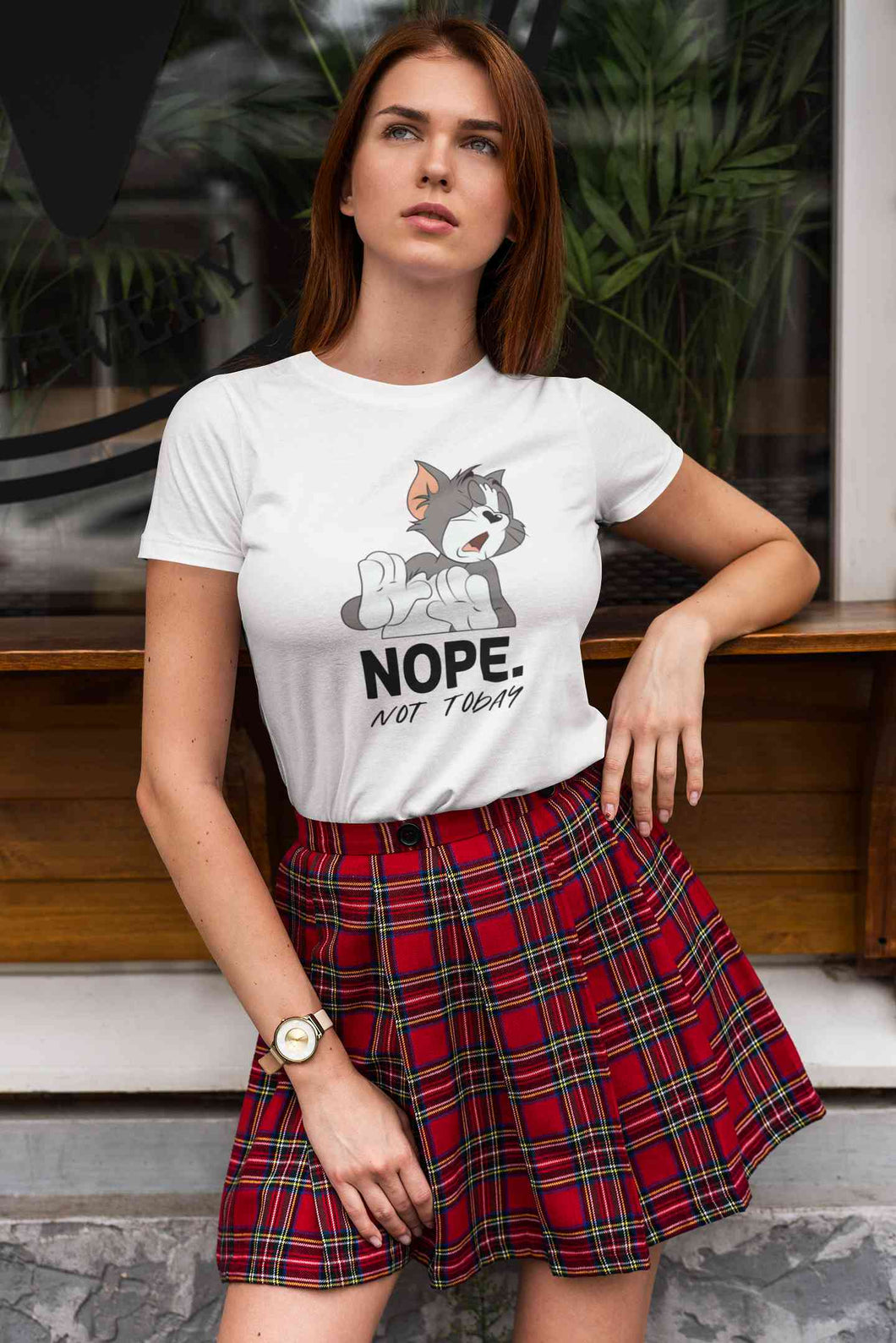 Cute Cartoon Not Today Women Half Sleeves T-shirt- KidsFashionVilla