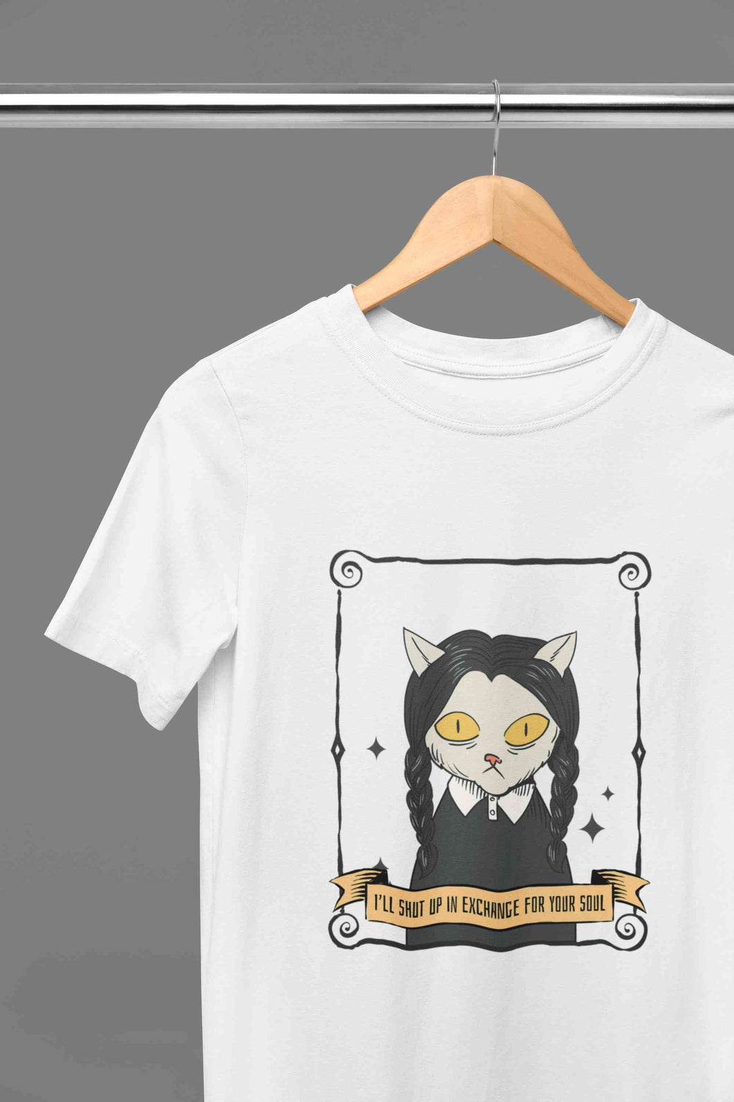 Cat Inspired By Wednesday Women Half Sleeves T-shirt- KidsFashionVilla
