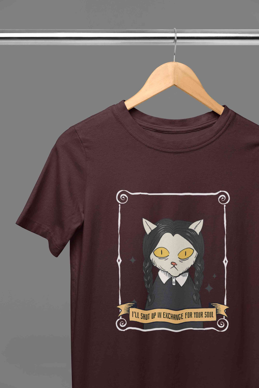 Cat Inspired By Wednesday Women Half Sleeves T-shirt- KidsFashionVilla