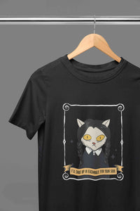 Cat Inspired By Wednesday Women Half Sleeves T-shirt- KidsFashionVilla