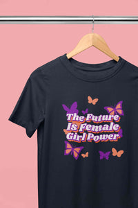 Feminist Quote With Butterfly Graphics Women Half Sleeves T-shirt- KidsFashionVilla