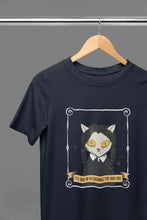 Load image into Gallery viewer, Cat Inspired By Wednesday Women Half Sleeves T-shirt- KidsFashionVilla

