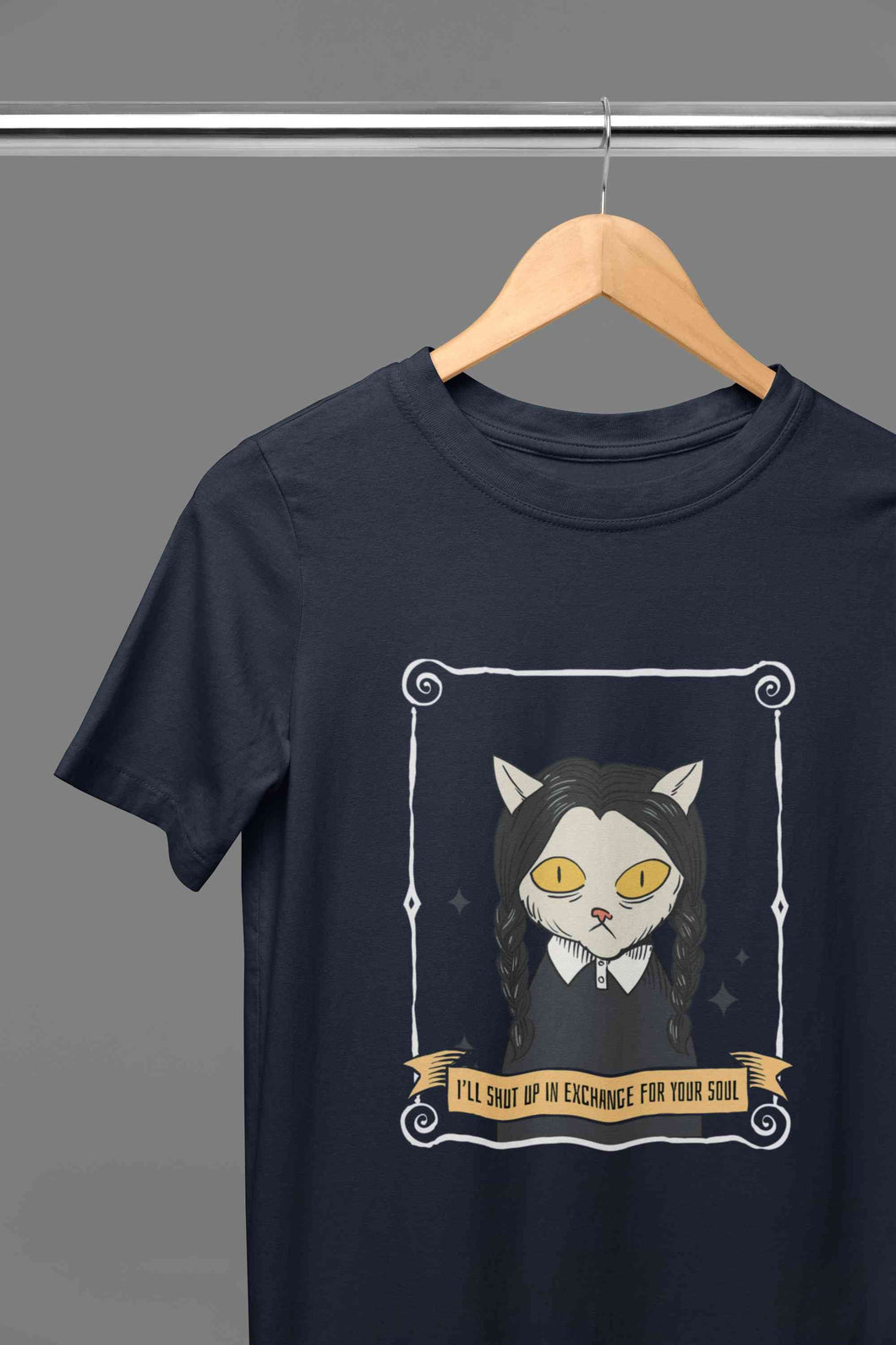 Cat Inspired By Wednesday Women Half Sleeves T-shirt- KidsFashionVilla