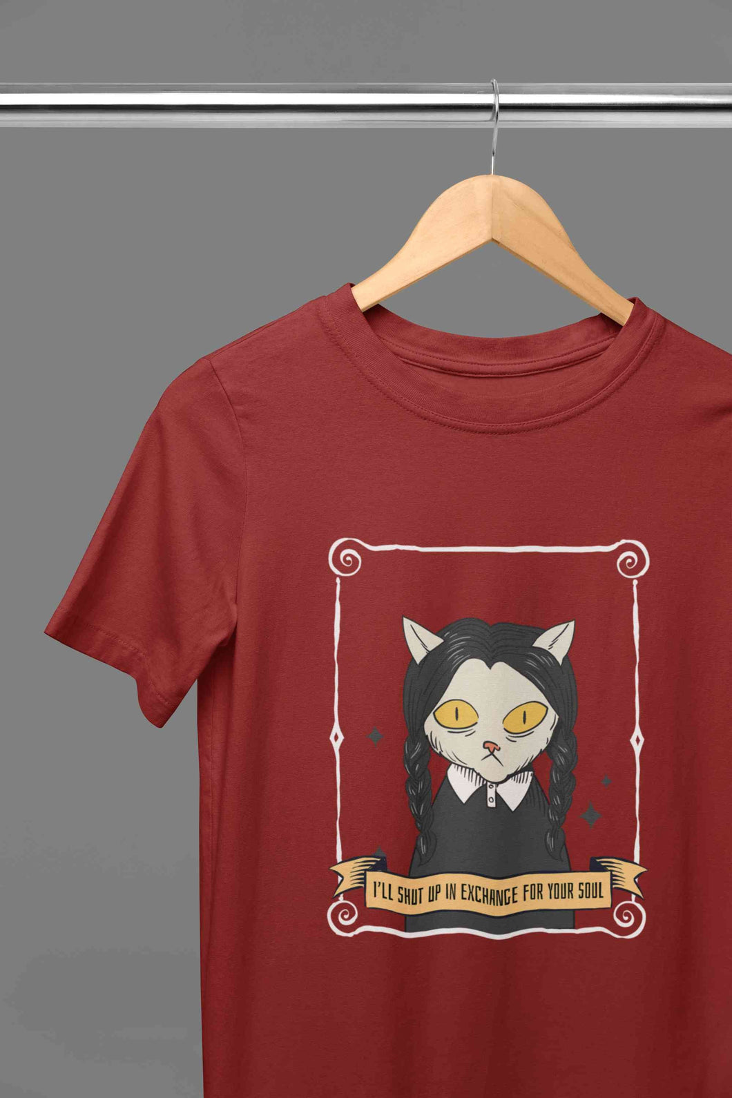 Cat Inspired By Wednesday Women Half Sleeves T-shirt- KidsFashionVilla
