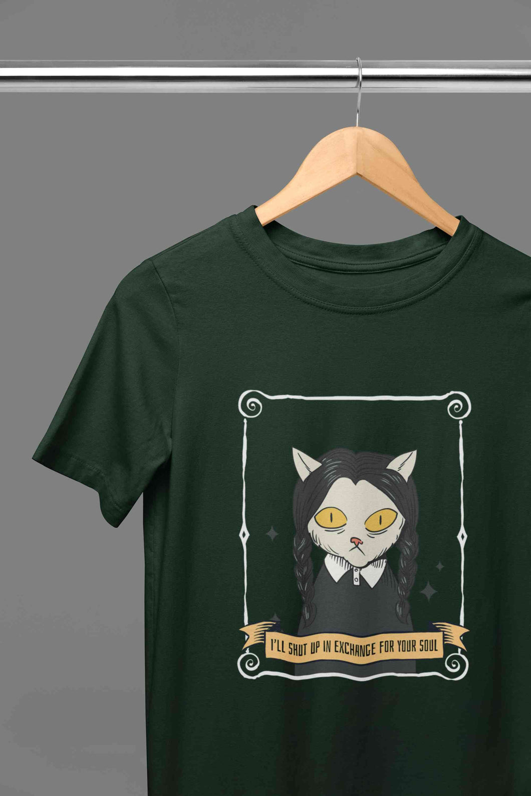 Cat Inspired By Wednesday Women Half Sleeves T-shirt- KidsFashionVilla