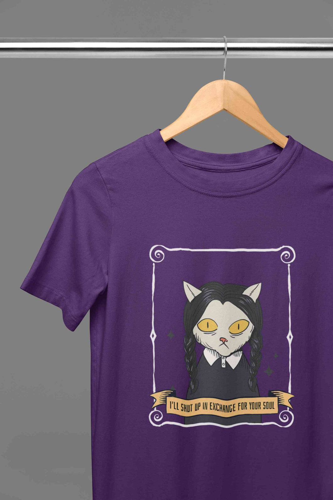 Cat Inspired By Wednesday Women Half Sleeves T-shirt- KidsFashionVilla