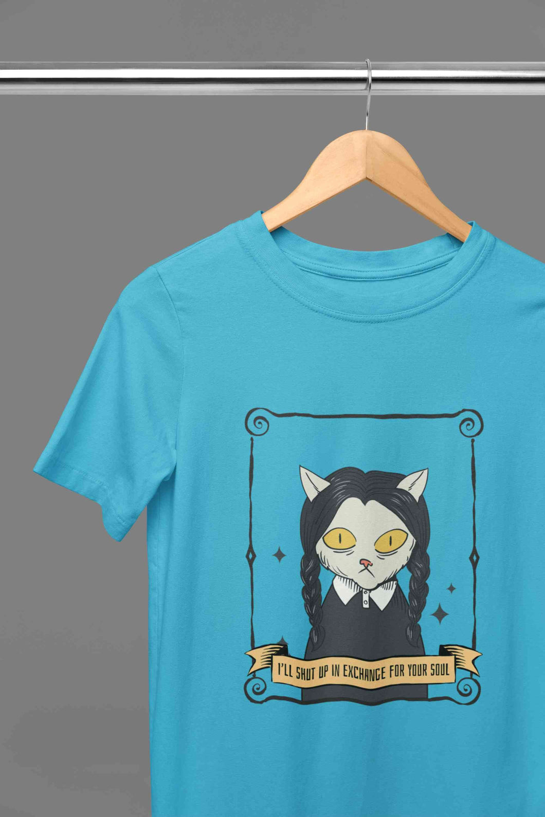 Cat Inspired By Wednesday Women Half Sleeves T-shirt- KidsFashionVilla