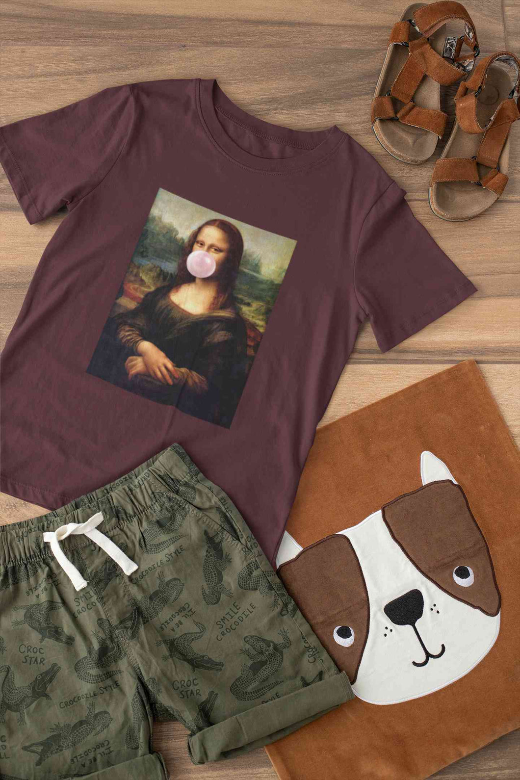 Bubble Gum Mona Lisa Women Half Sleeves T-shirt- KidsFashionVilla