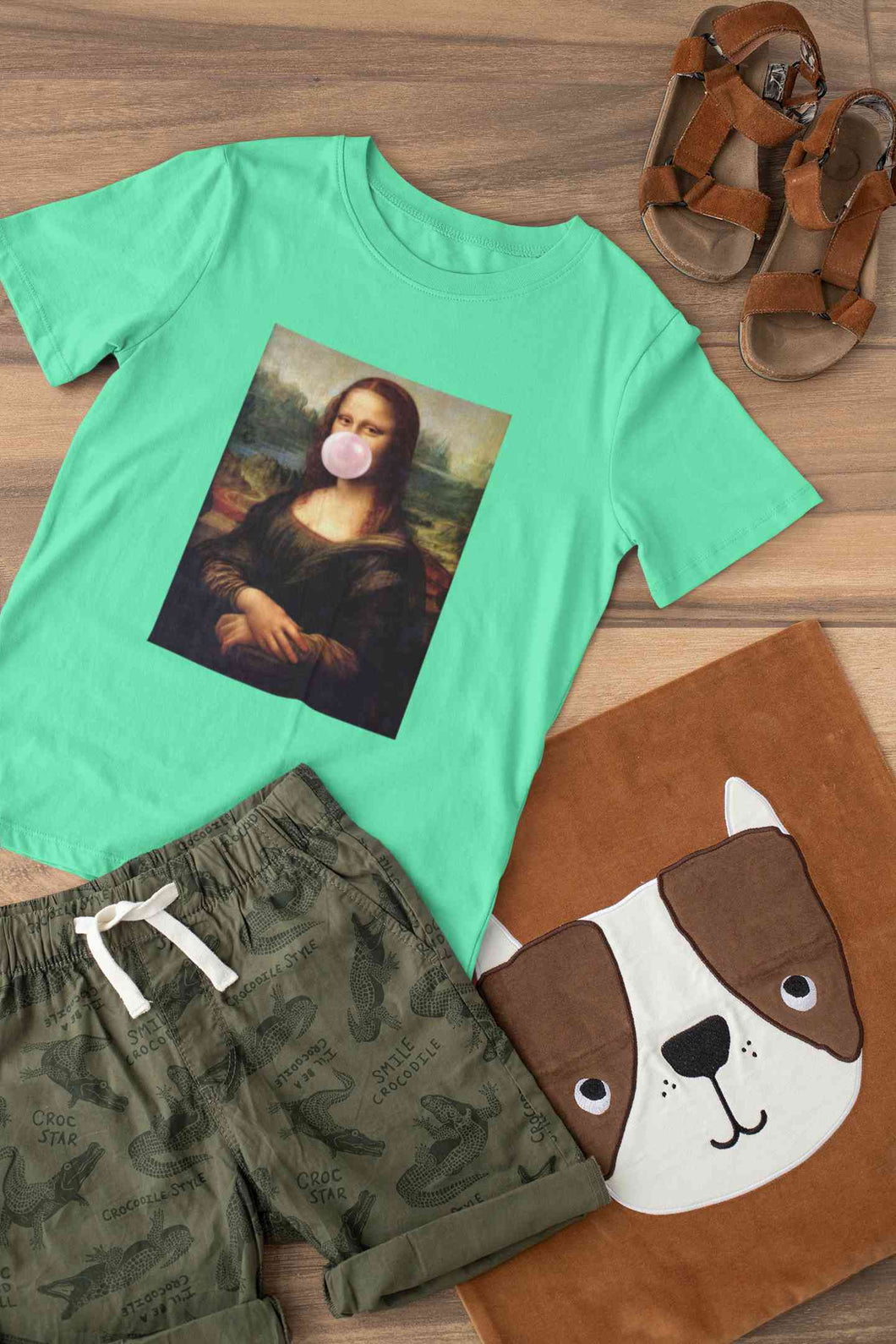 Bubble Gum Mona Lisa Women Half Sleeves T-shirt- KidsFashionVilla
