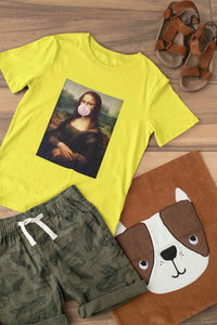 Bubble Gum Mona Lisa Women Half Sleeves T-shirt- KidsFashionVilla
