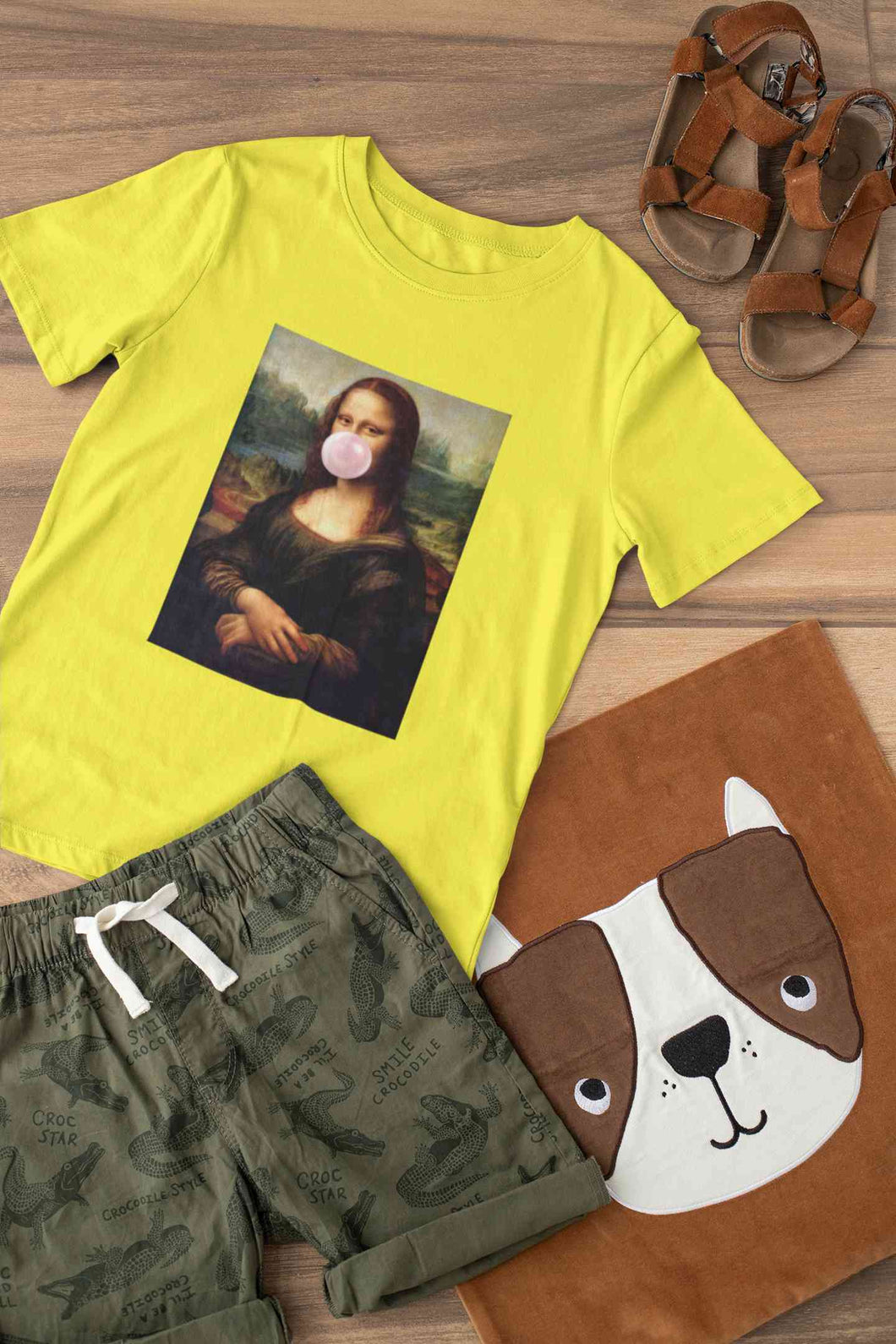 Bubble Gum Mona Lisa Mens Half Sleeves T-shirt- KidsFashionVilla
